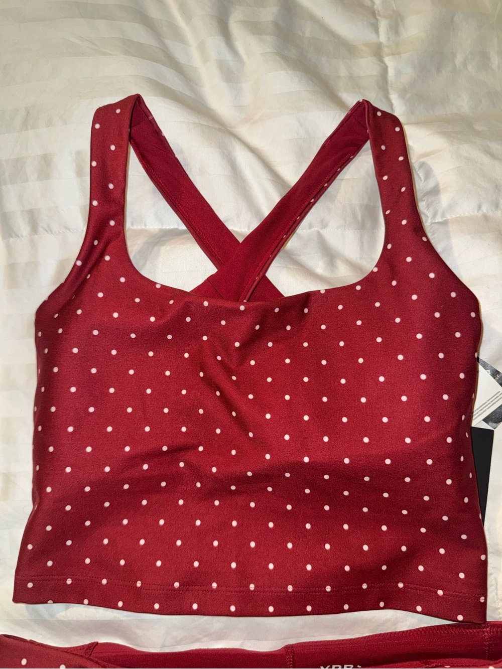 YPB Abercrombie & Fitch Burgundy Polka Dot Sports Bra & Skort Set NWT - Picture 2 of 6